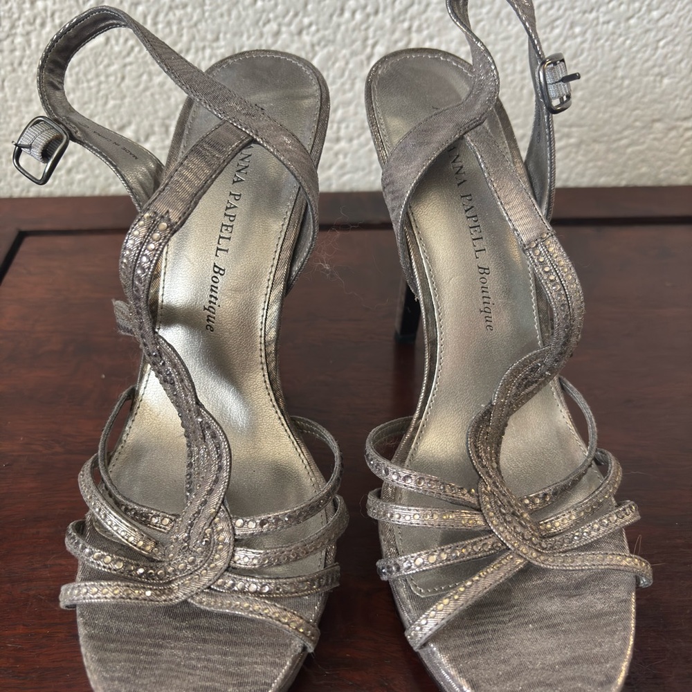 Elegant Pewter Strappy Sandals